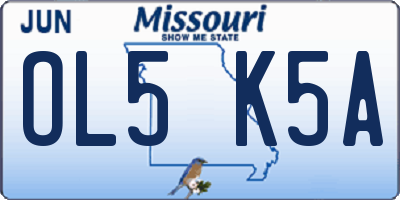MO license plate OL5K5A