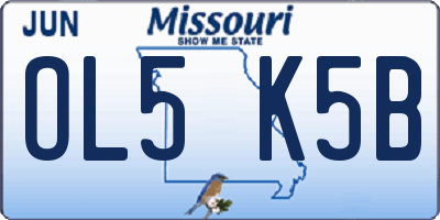 MO license plate OL5K5B