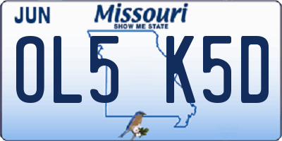 MO license plate OL5K5D