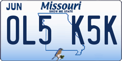 MO license plate OL5K5K