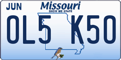 MO license plate OL5K5O