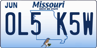 MO license plate OL5K5W