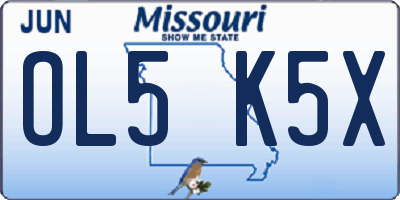 MO license plate OL5K5X