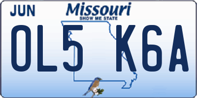 MO license plate OL5K6A