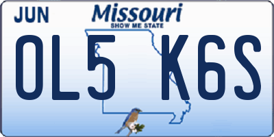MO license plate OL5K6S