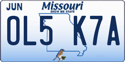 MO license plate OL5K7A