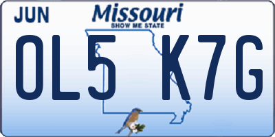 MO license plate OL5K7G