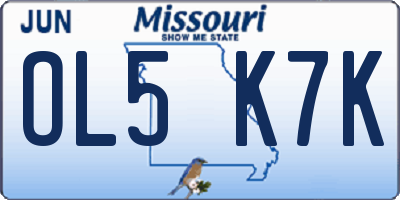 MO license plate OL5K7K