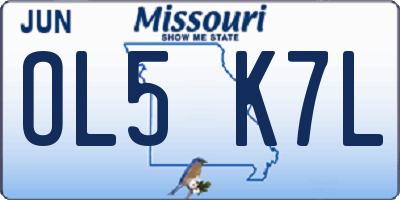 MO license plate OL5K7L