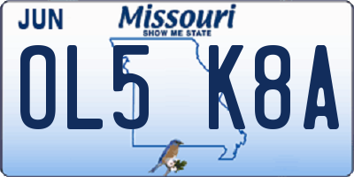 MO license plate OL5K8A
