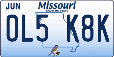 MO license plate OL5K8K