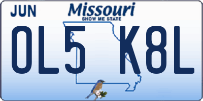 MO license plate OL5K8L