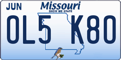 MO license plate OL5K8O