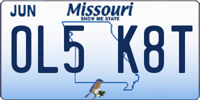 MO license plate OL5K8T
