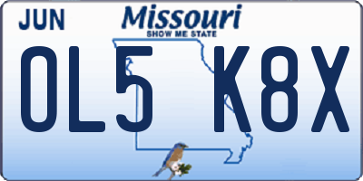 MO license plate OL5K8X