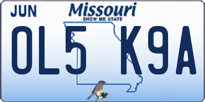 MO license plate OL5K9A