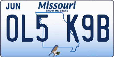 MO license plate OL5K9B
