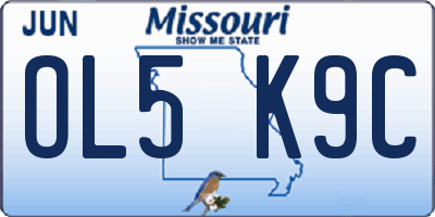 MO license plate OL5K9C
