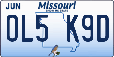 MO license plate OL5K9D