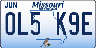 MO license plate OL5K9E