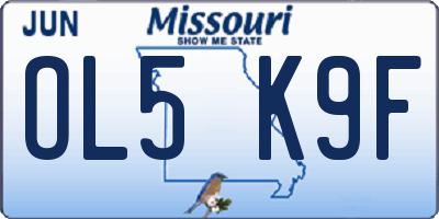 MO license plate OL5K9F
