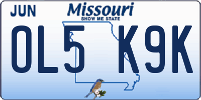 MO license plate OL5K9K