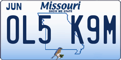 MO license plate OL5K9M