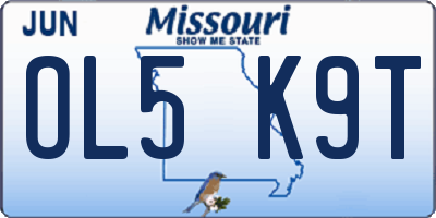 MO license plate OL5K9T