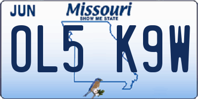 MO license plate OL5K9W