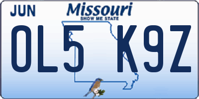 MO license plate OL5K9Z