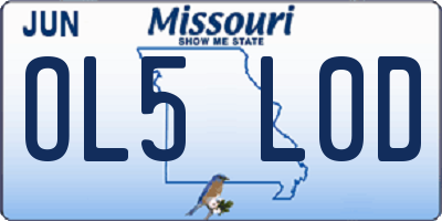 MO license plate OL5L0D