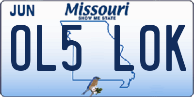 MO license plate OL5L0K