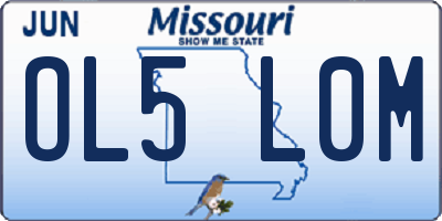MO license plate OL5L0M