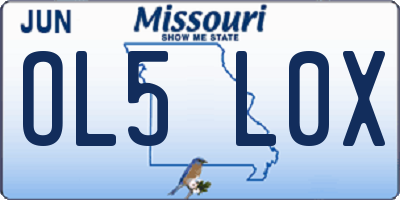 MO license plate OL5L0X