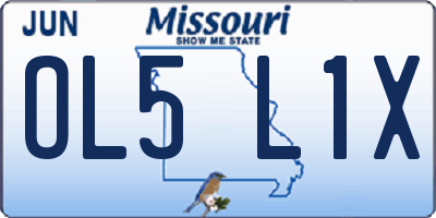 MO license plate OL5L1X