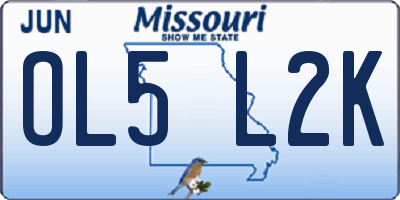 MO license plate OL5L2K