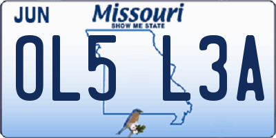 MO license plate OL5L3A