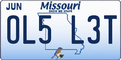 MO license plate OL5L3T
