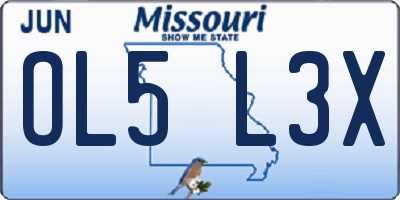 MO license plate OL5L3X