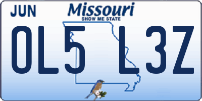 MO license plate OL5L3Z