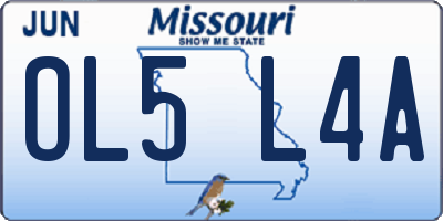 MO license plate OL5L4A