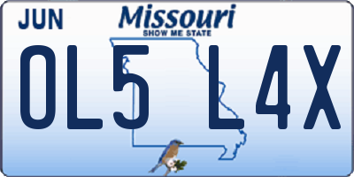 MO license plate OL5L4X