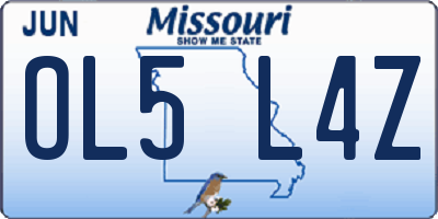 MO license plate OL5L4Z