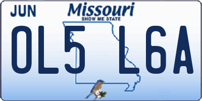 MO license plate OL5L6A