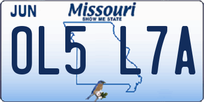 MO license plate OL5L7A