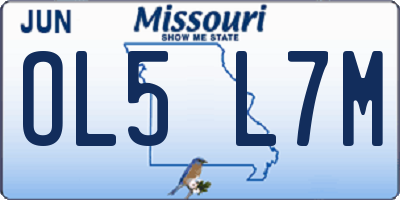 MO license plate OL5L7M