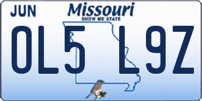 MO license plate OL5L9Z