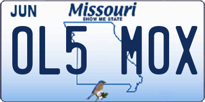 MO license plate OL5M0X