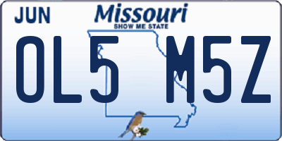 MO license plate OL5M5Z