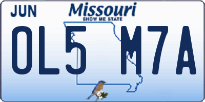 MO license plate OL5M7A